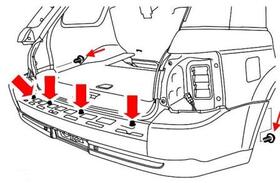 схема крепления заднего бампера Land Rover Range Rover Sport